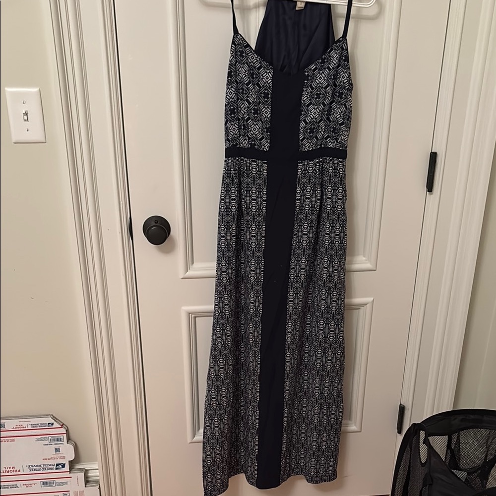 J. Crew Black and White Patterned Maxi Dress
